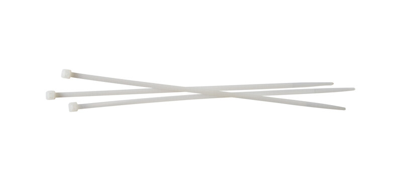 white cable zip tie isolated