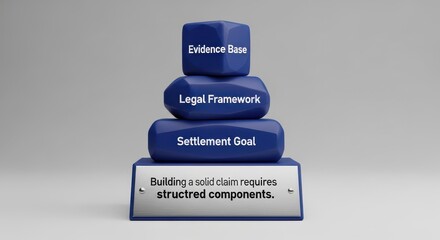 Diagram depicting the building of a solid legal claim using structured components
