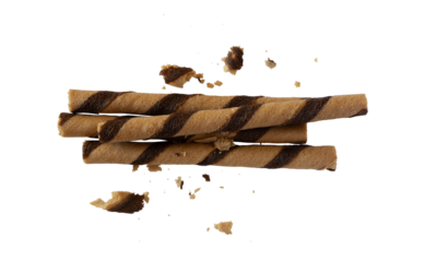 crunchy wafer stick with crumbs isolated
