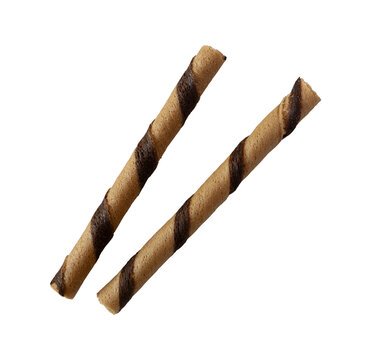 chocolate crunchy wafer stick isolated