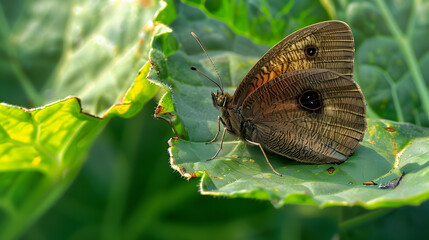 Obraz premium Butterfly perched on green leaf