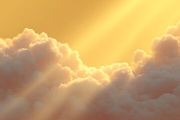 Golden clouds sunlight shining radiant over bright morning sky