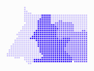 Fototapeta premium Equatorial Guinea dotted map. Digital style map of the country on white background. Equatorial Guinea shape with square dots. Colored dots style. Large size squares. Beautiful vector illustration.
