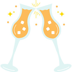 New Year Champagne Glasses Toast