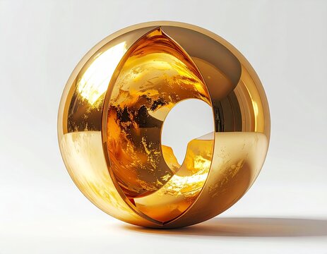 Golden Torus - A Shiny, Reflective Sculpture with a Central Void.