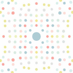 Pastel Polka Dot Pattern on White Background.