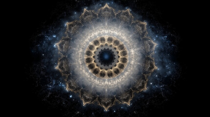 The Self Archetype Visualized as a Mandala of Light in Cosmic Darkness – Jungian Symbolism, Sacred Geometry, Psychedelic Art