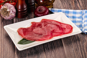 Raw tuna slises sashimi snack