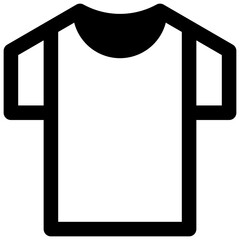 T-shirt. Outlined stroke vector icon with black-filled details.