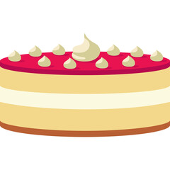 Pixel Art Cake with Pink Frosting and White Cream Topping on Transparent Background