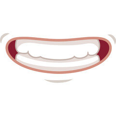 Cartoon Open Mouth Showing White Teeth And Pink Gums With Subtle Smile And White Background