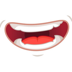 Cartoon Open Mouth With White Teeth And Red Tongue And Gums With White Background