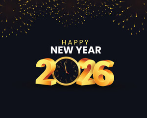 026 Happy New Year 3D Style Poster or Card Design