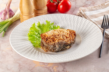 Roasted cod fish fillet piece