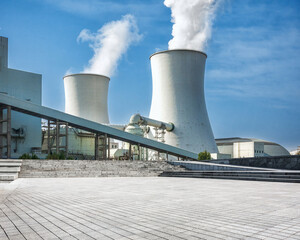 Illustrating Power Generation: A Modern Industrial Power Plant Scene