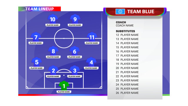 Football Starting XI Formation with Substitutes