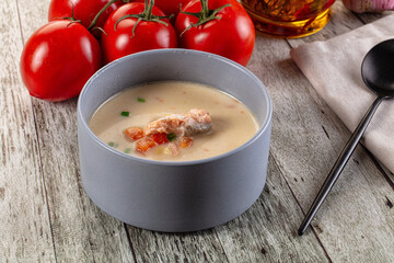 Salmon white soup with salmon