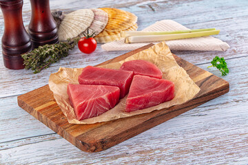 Raw tuna steak for cooking