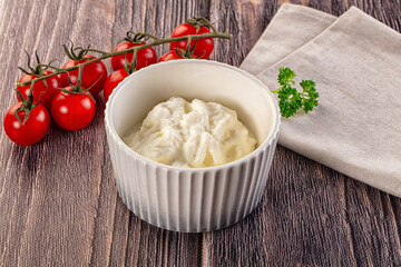 Italian delicous stracciatella young soft cheese