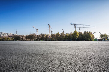 Urban Development: A Modern Construction Site Surrounded by Nature