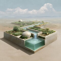 Green desert oasis irrigation eco progress