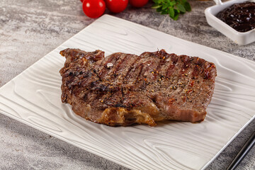Grilled rib eye beef steak