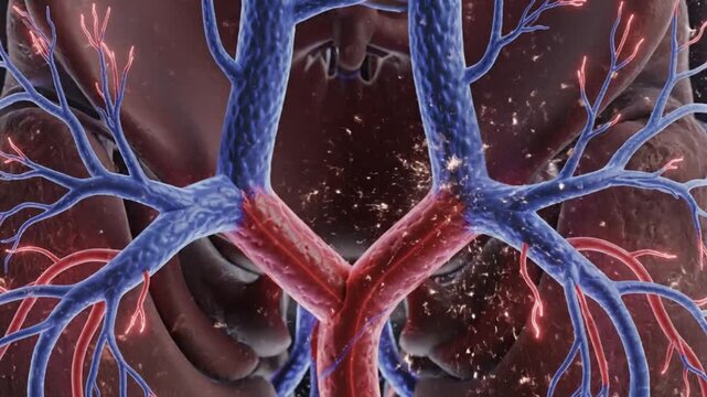 Anatomical Animation of Aortic Bifurcation into Iliac Arteries.