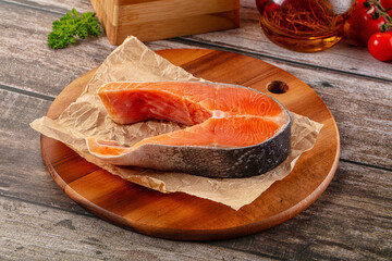 Fresh raw salmon fillet piece