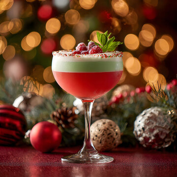 Green And Red Christmas Cocktail 