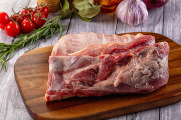 Raw spare pork ribs meat