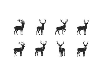 Collection of Elegant Deer Silhouettes in Various Poses