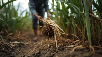 Farmer harvests corn crop in rural field, showcasing sustainable farming practices and the beauty of agriculture, perfect for farming and environmental campaigns