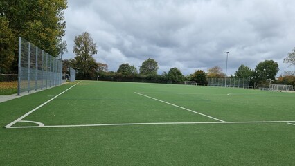 Fototapeta premium Sports facility with artificial turf in Hamburg-Finkenwerder
