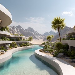 Green oasis in desert eco sustainability concept