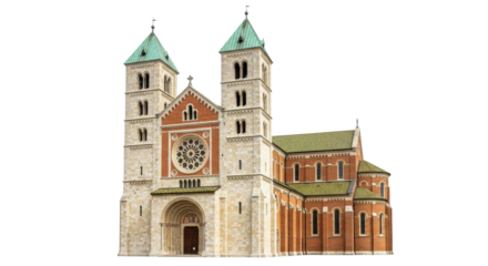 Isolated Speyer Cathedral landmark, a cultural heritage site, on neutral backdrop