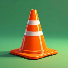 Orange traffic cone on green background (1)