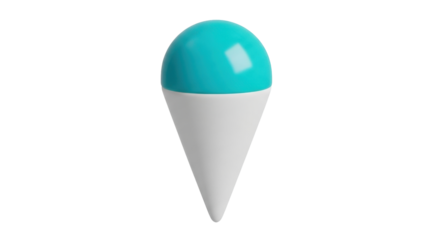 Isolated teal-blue ice cream with gray cone, on a seamless backdrop for digital design