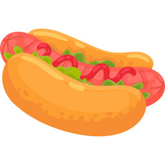 Pixel Art Hot Dog with Ketchup and Mustard on a Transparent Background a Classic American Fast Food Treat Detailed Food Illustration