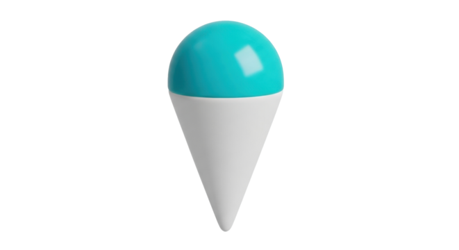 Isolated teal-blue ice cream with gray cone, on a seamless backdrop for digital design