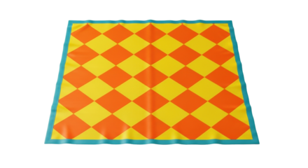 Isolated orange yellow diamond pattern decorative cloth bordered, modern and traditional