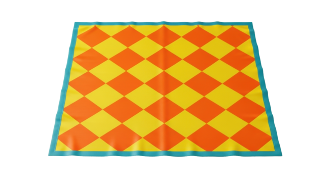 Isolated orange yellow diamond pattern decorative cloth bordered, modern and traditional