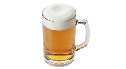 Isolated glass mug of lager beer with big foamy head ready to drink for Oktoberfest