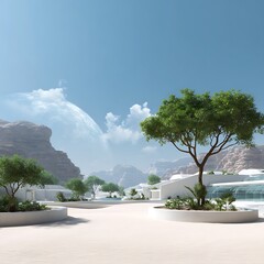 Green oasis in desert eco sustainability concept