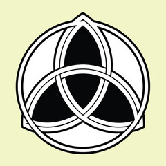 Triquetra symbol nested within triple circle, sacred geometry design with bold black and white contrast