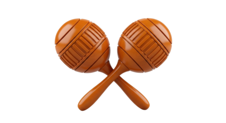 Isolated Pair of Brown Maracas, Musical Instruments, Percussion Sound, Mexican Traditional