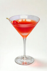 A refreshing red cocktail in a martini glass with a garnish