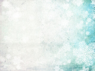 Vertical or horizontal retro Christmas background with old paper texture of blue and beige color and snowflakes. Vintage xmas backdrop in retro style. Copy space for text