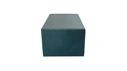 Blank dark green product packaging paper cardboard box. isolated on white background. copy space...