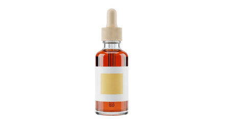 Isolated bottle of serum with dropper, cosmetic essential oil skincare, glass vial container