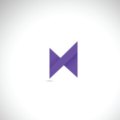 Abstract Purple Folded Letter M Logo